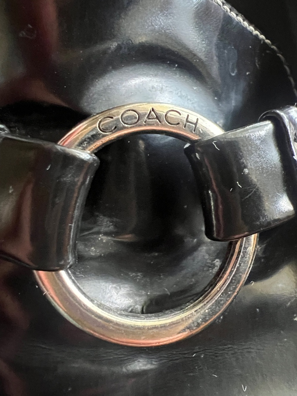 Vintage Coach Black Patent Leather Loafers with Silver Ring - Picture 2 of 4